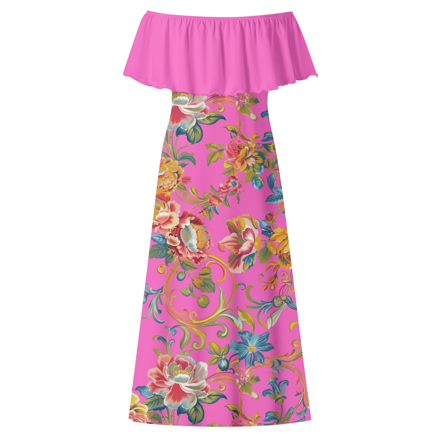 Gitana Womens Off The Shoulder Wrap Long Dress - PINK