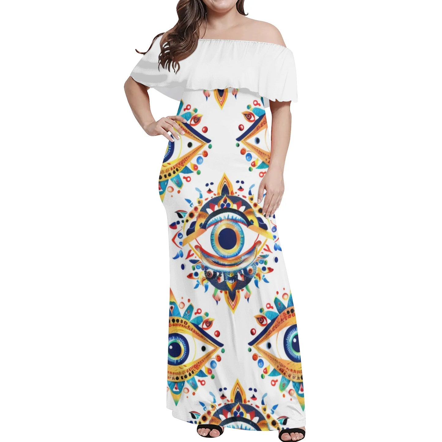 Womens Off The Shoulder Wrap Long Dress