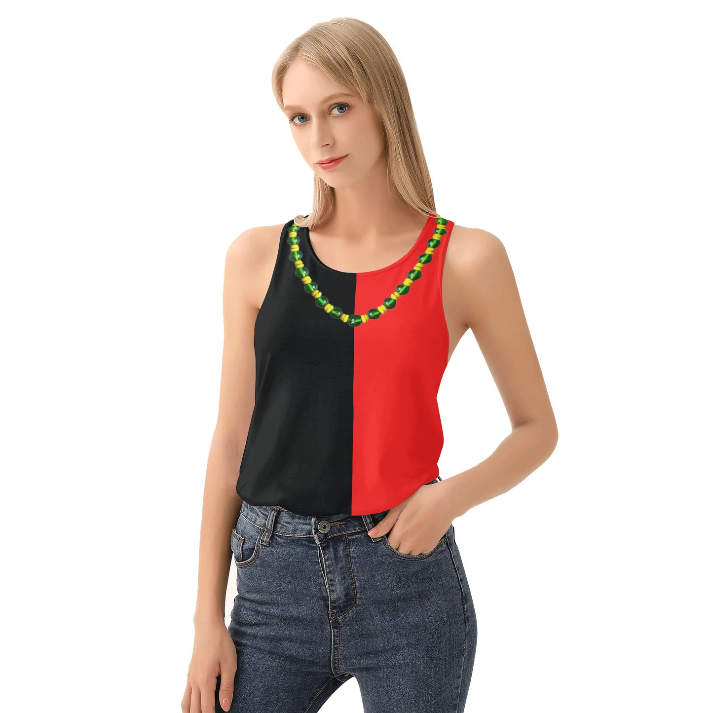 Eshu Womens All Over Print Loose Tank Tops