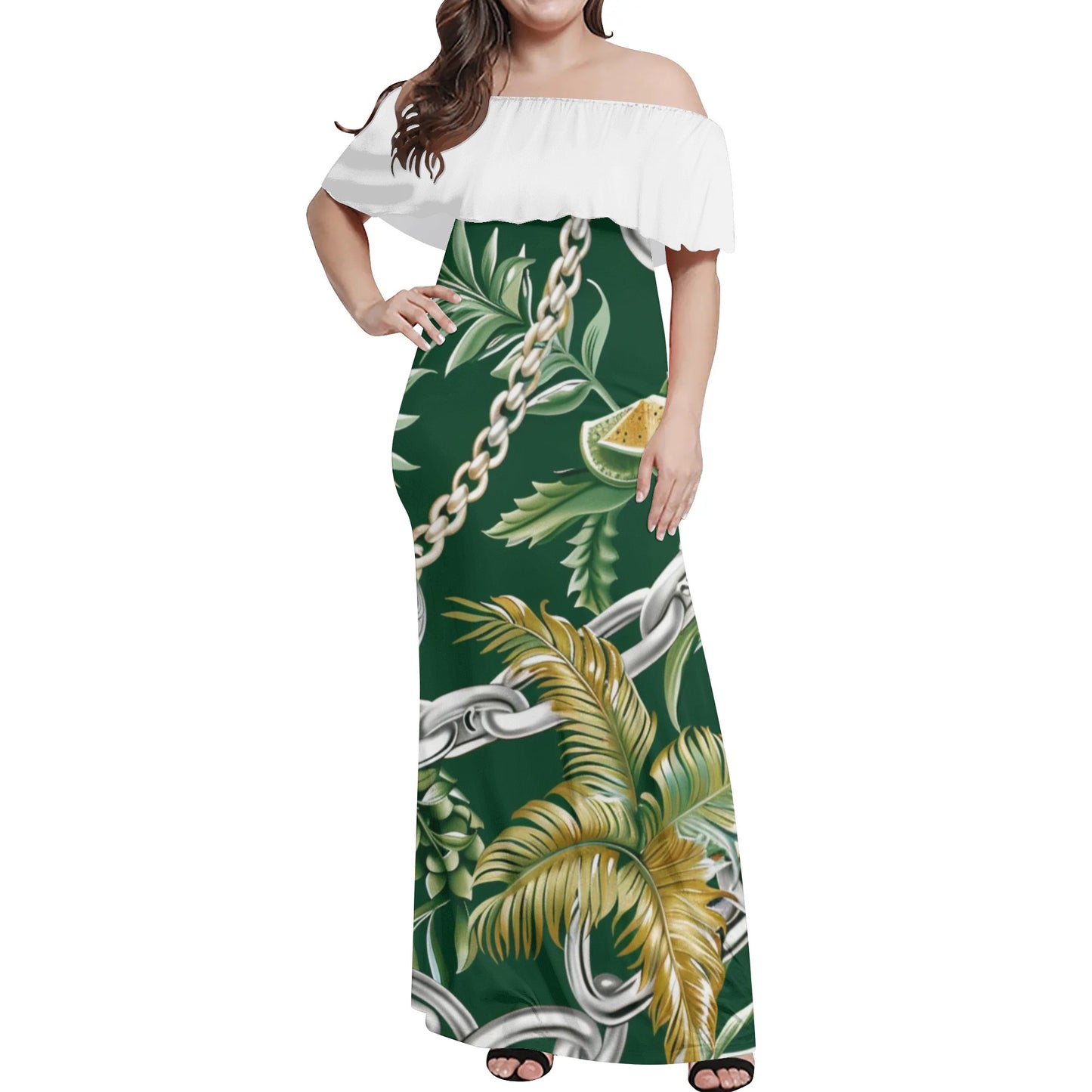 Ogun Womens Off The Shoulder Wrap Long Dress