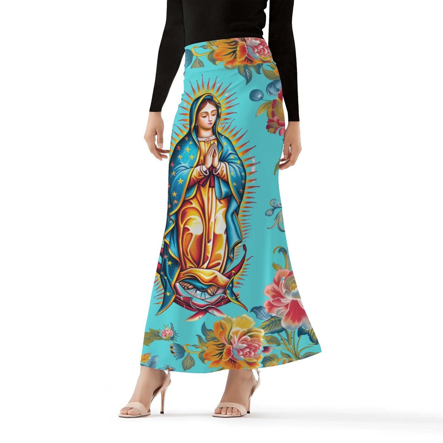 Our Lady Womens Wrap Fishtail Long Skirt - Blue