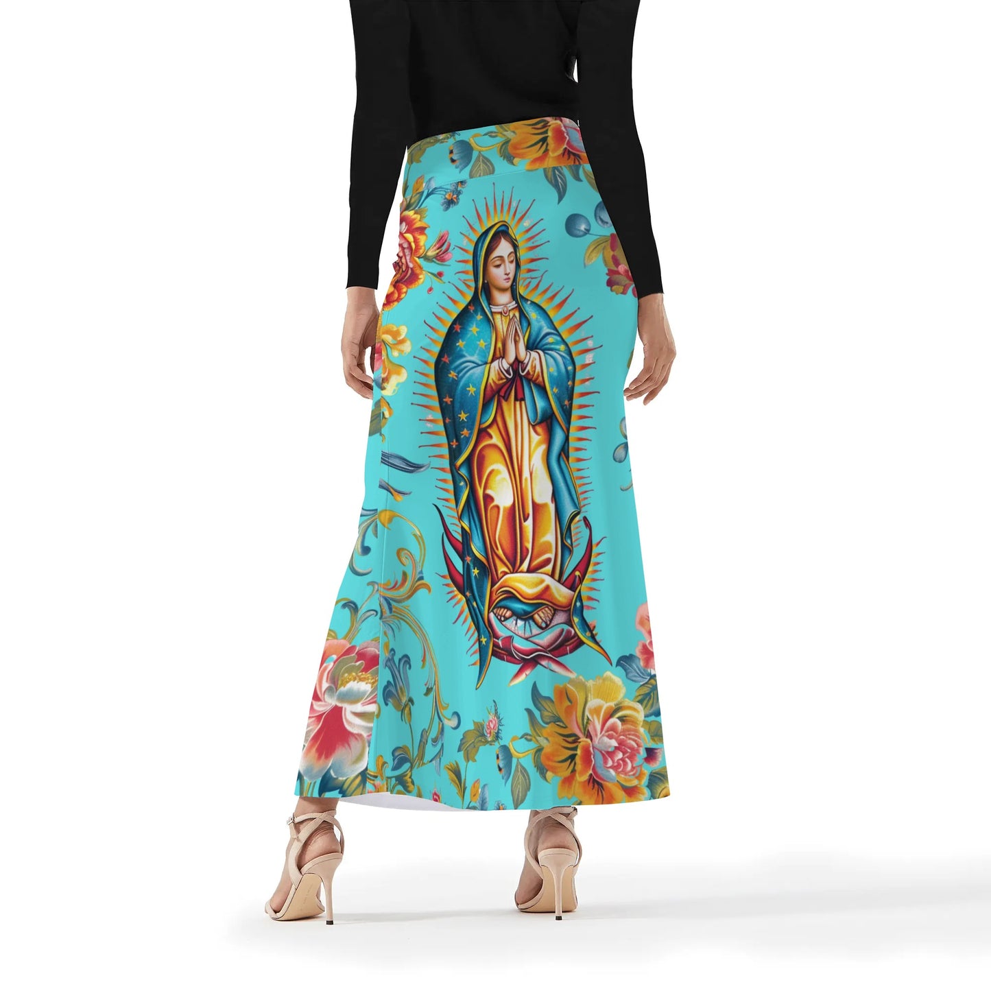 Our Lady Womens Wrap Fishtail Long Skirt - Blue