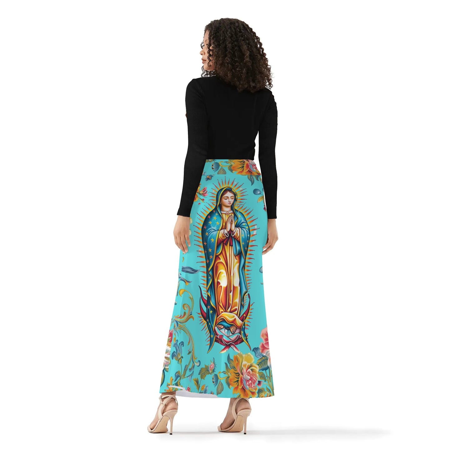 Our Lady Womens Wrap Fishtail Long Skirt - Blue