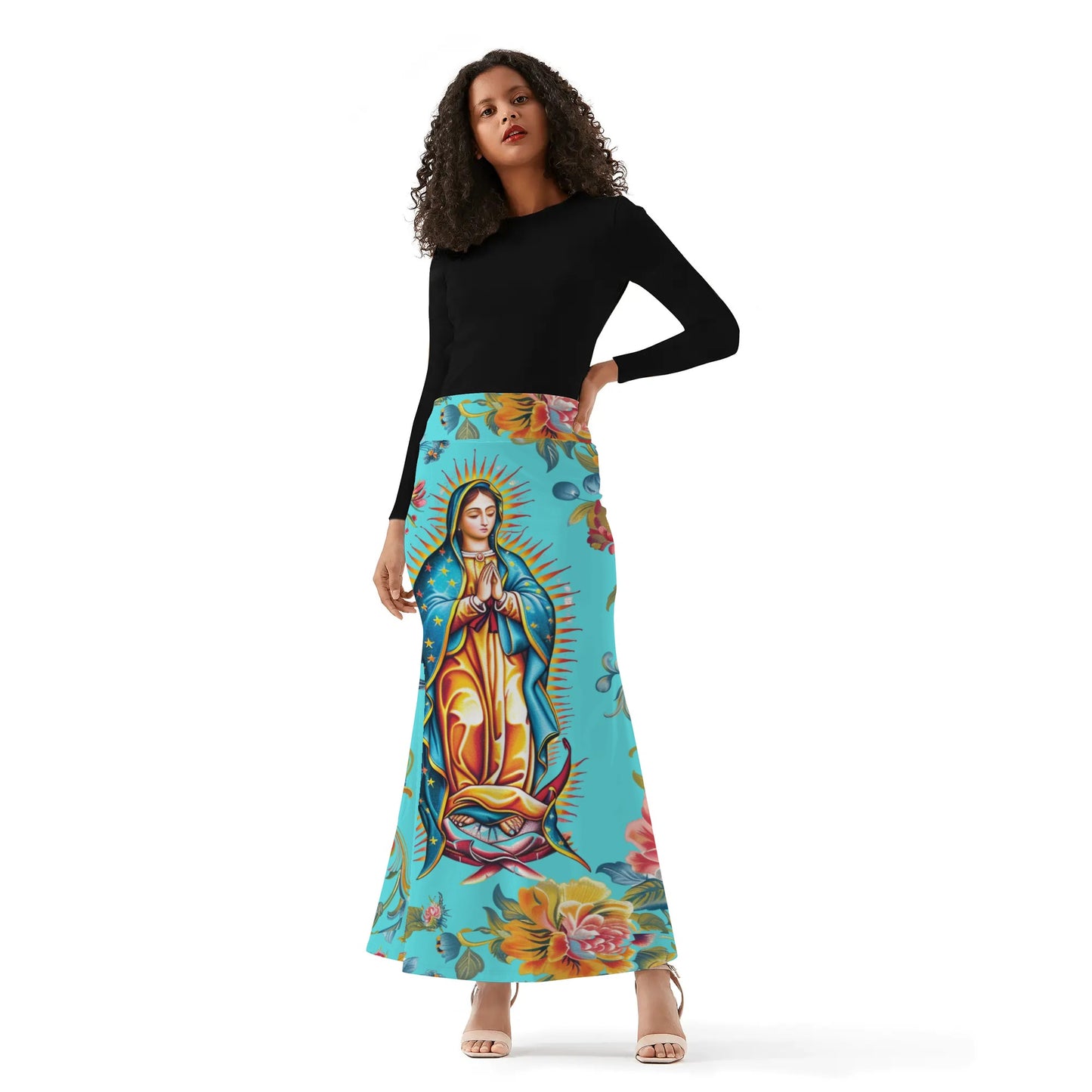 Our Lady Womens Wrap Fishtail Long Skirt - Blue