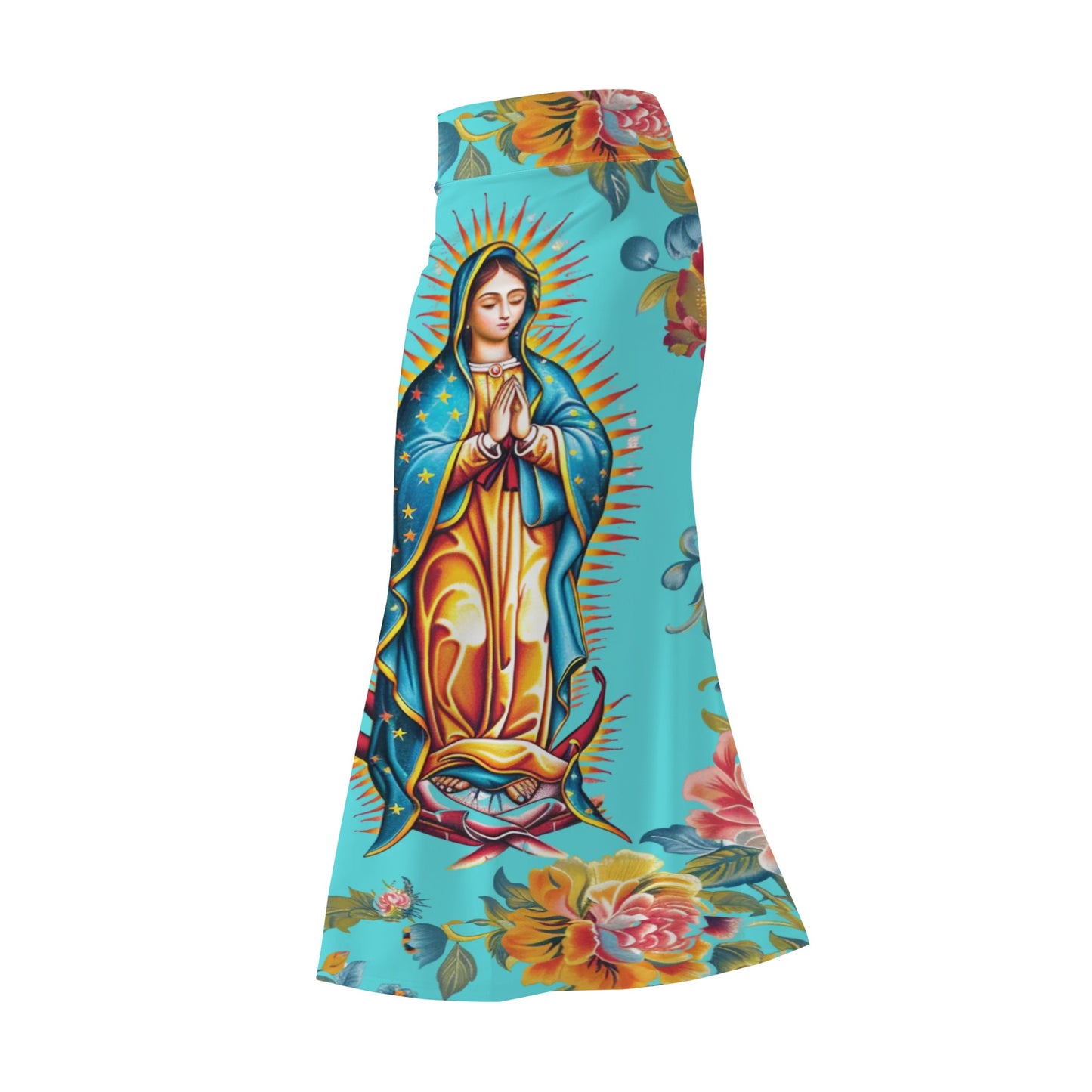 Our Lady Womens Wrap Fishtail Long Skirt - Blue