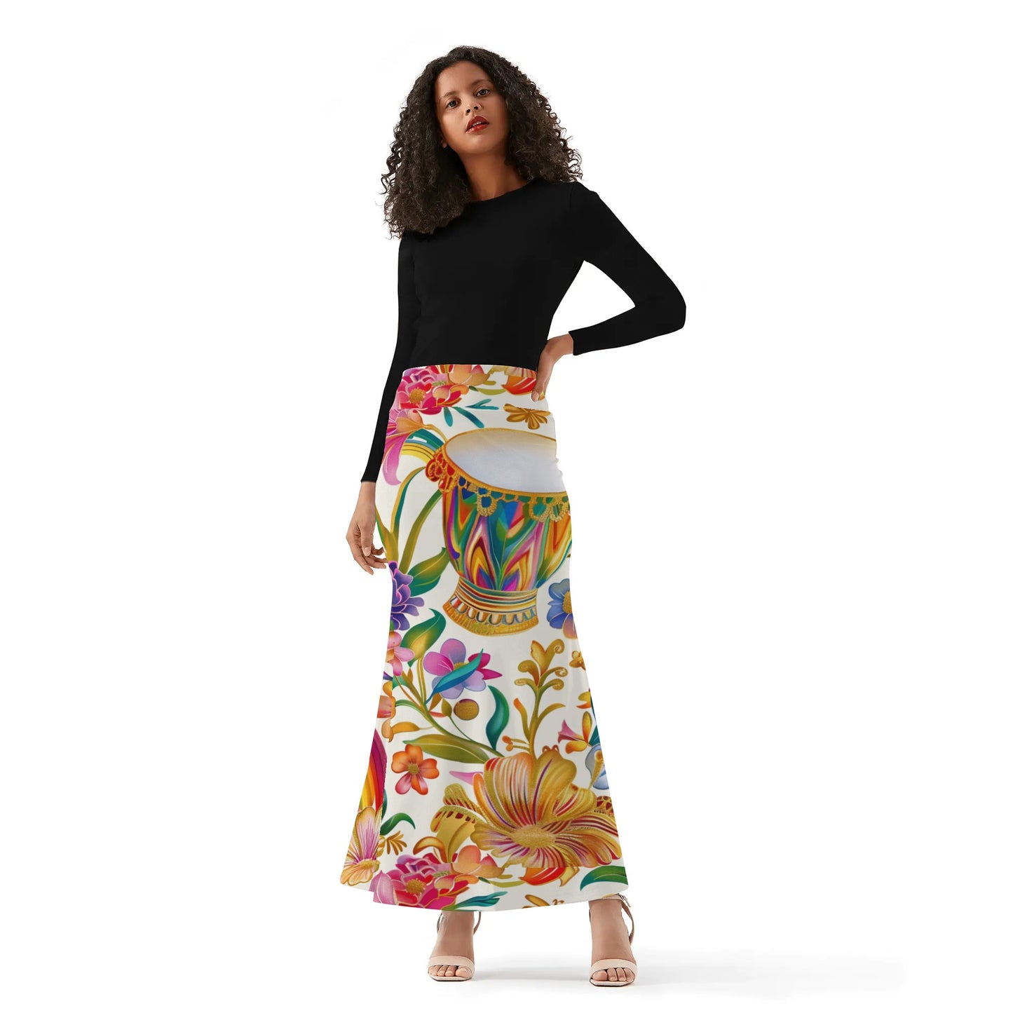Edibere Womens Wrap Fishtail Long Skirt